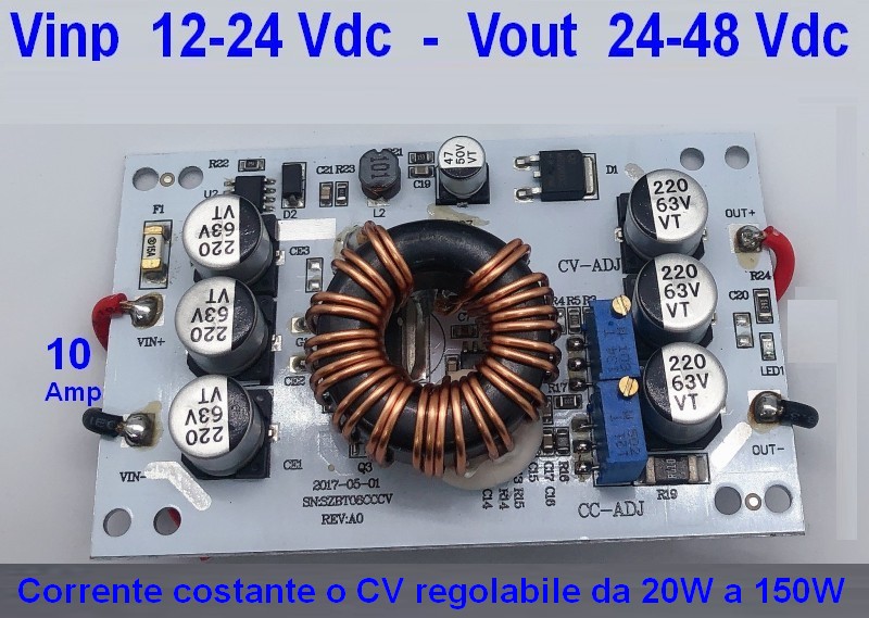 Led Driver convertitore step up regolabile da 12v a 50v 150W